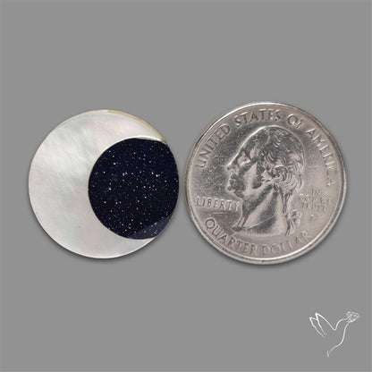 Blue Goldstone Inlay Mother Of Pearl Moon Carving