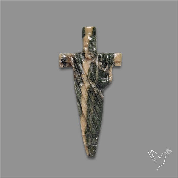 Crusifixion Cross Carving in Jasper (handcarved)