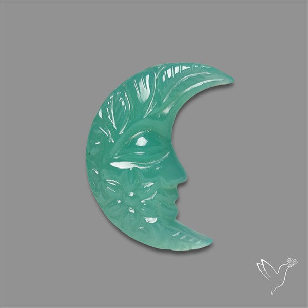 Gemmy Chrysoprase Mughal Carving Crescent