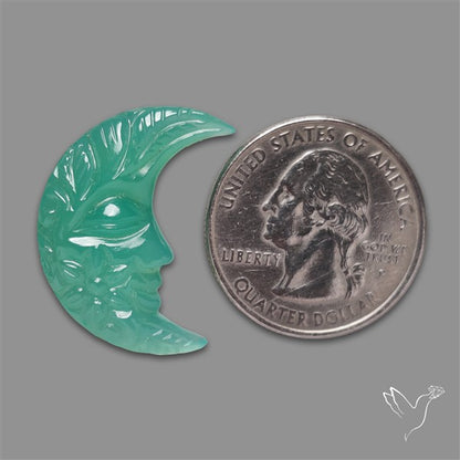 Gemmy Chrysoprase Mughal Carving Crescent