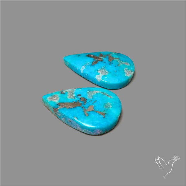 Rare Campitos Mines Turquoise Pair with Pyrite Inclusion