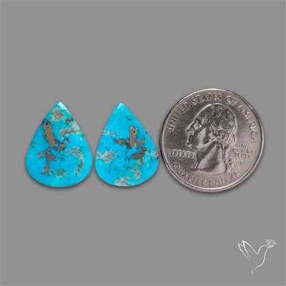 Rare Campitos Mines Turquoise Pair with Pyrite Inclusion