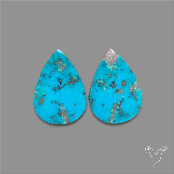 Rare Campitos Mines Turquoise Pair with Pyrite Inclusion