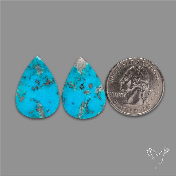 Rare Campitos Mines Turquoise Pair with Pyrite Inclusion