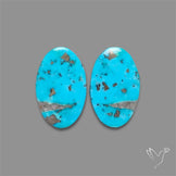 Rare Campitos Mines Turquoise Pair with Pyrite Inclusion