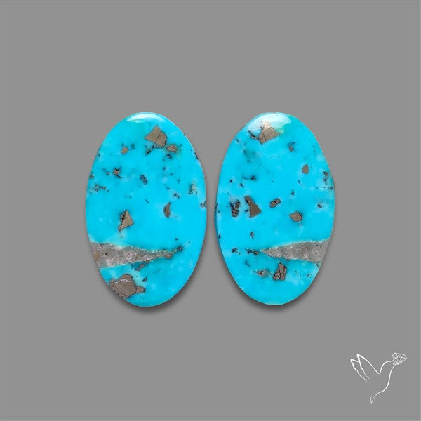 Rare Campitos Mines Turquoise Pair with Pyrite Inclusion