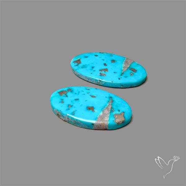 Rare Campitos Mines Turquoise Pair with Pyrite Inclusion