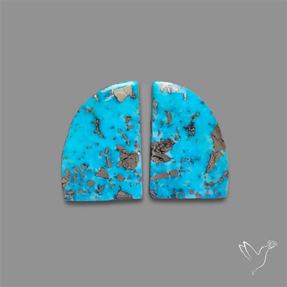 Rare Campitos Mines Turquoise Pair with Pyrite Inclusion