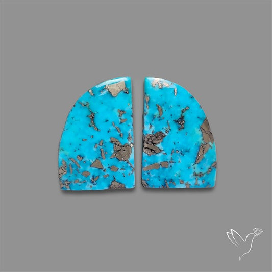 Rare Campitos Mines Turquoise Pair with Pyrite Inclusion