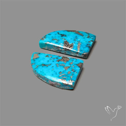 Rare Campitos Mines Turquoise Pair with Pyrite Inclusion
