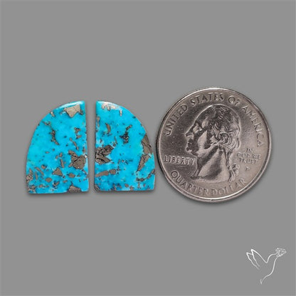Rare Campitos Mines Turquoise Pair with Pyrite Inclusion
