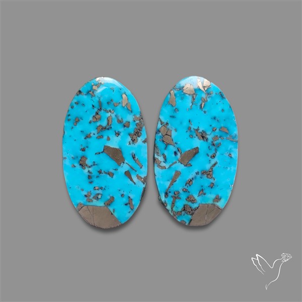 Rare Campitos Mines Turquoise Pair with Pyrite Inclusion