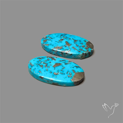 Rare Campitos Mines Turquoise Pair with Pyrite Inclusion