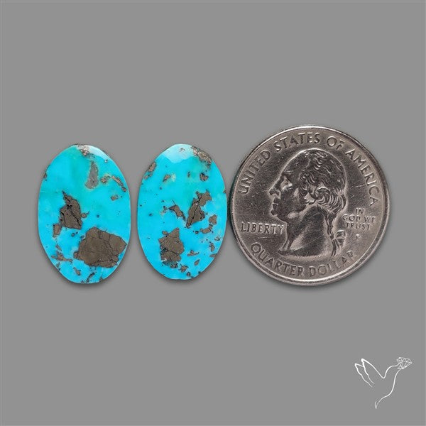 Rare Campitos Mines Turquoise Pair with Pyrite Inclusion
