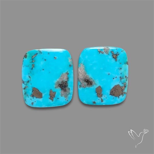 Rare Campitos Mines Turquoise Pair with Pyrite Inclusion