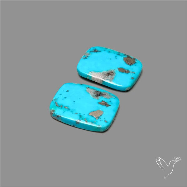 Rare Campitos Mines Turquoise Pair with Pyrite Inclusion