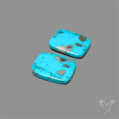 Rare Campitos Mines Turquoise Pair with Pyrite Inclusion