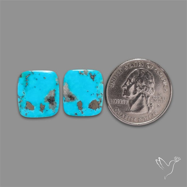 Rare Campitos Mines Turquoise Pair with Pyrite Inclusion