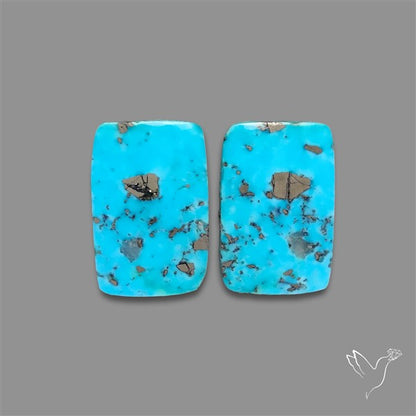 Rare Campitos Mines Turquoise Pair with Pyrite Inclusion