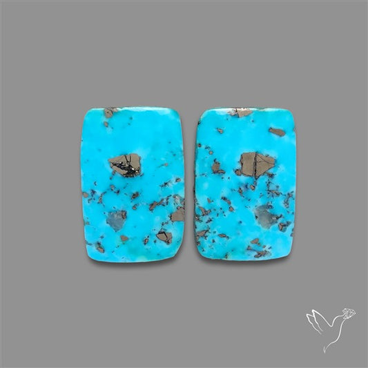 Rare Campitos Mines Turquoise Pair with Pyrite Inclusion