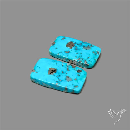 Rare Campitos Mines Turquoise Pair with Pyrite Inclusion