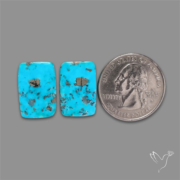 Rare Campitos Mines Turquoise Pair with Pyrite Inclusion