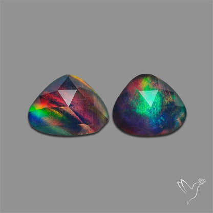 Rose Cut Aurora Opal Doublets Pair