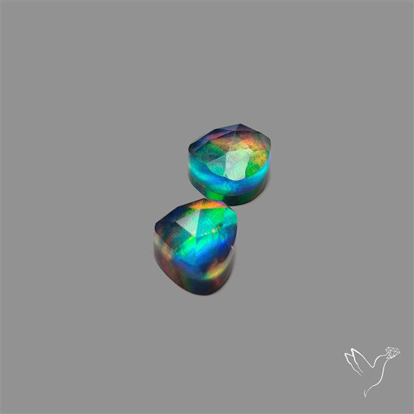 Rose Cut Aurora Opal Doublets Pair