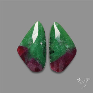 Rose Cut Ruby In Zoisite Pair