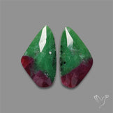 Rose Cut Ruby In Zoisite Pair