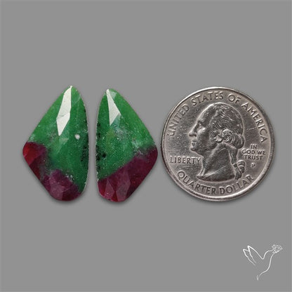Rose Cut Ruby In Zoisite Pair