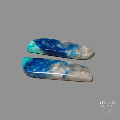 Shattuckite Azurite and Quartz three in one Gemstone Pair