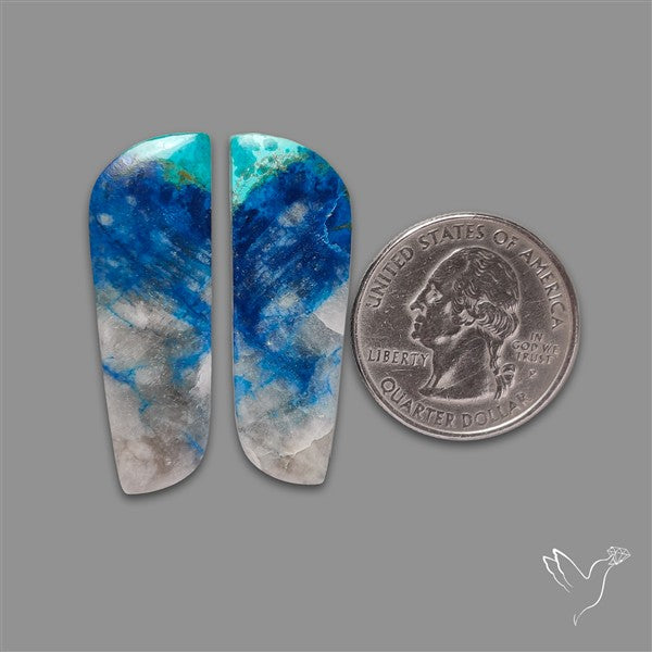Shattuckite Azurite and Quartz three in one Gemstone Pair