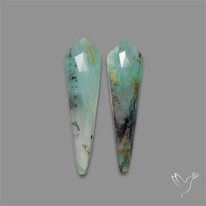 Rose Cut Peruvian Blue Opal Pair