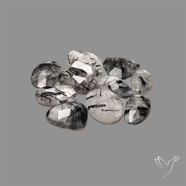 Rose Cut Black Tourmalinated Quartz Lot