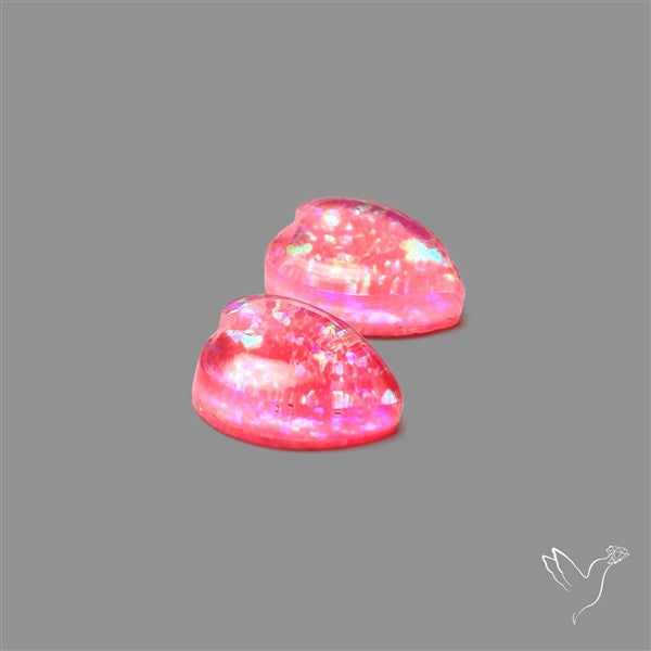 Pink Gilson Opal Doublets with Quartz Pair