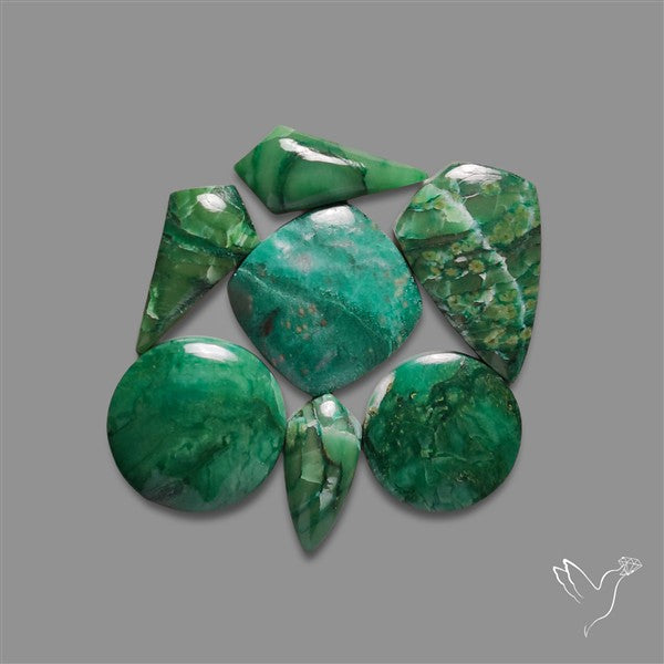 Larsonite Gary Green Jasper Cabochons Lot