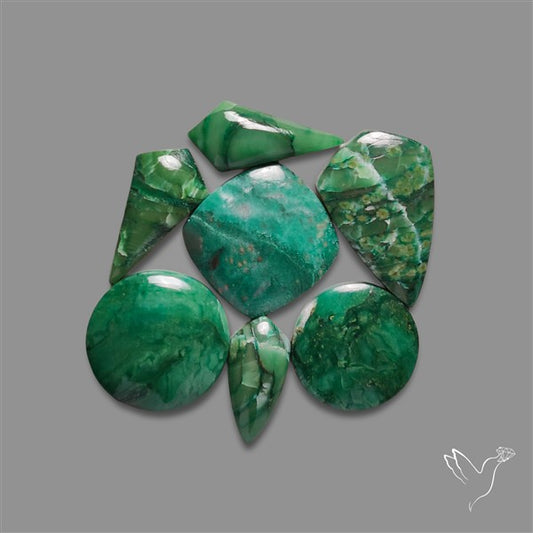 Larsonite Gary Green Jasper Cabochons Lot