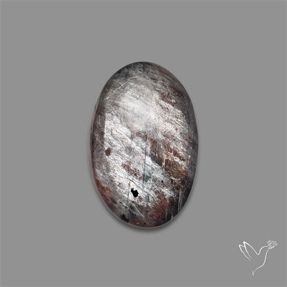 Tanzanian Black Moonstone Cabochon with Sunstone Inclusion