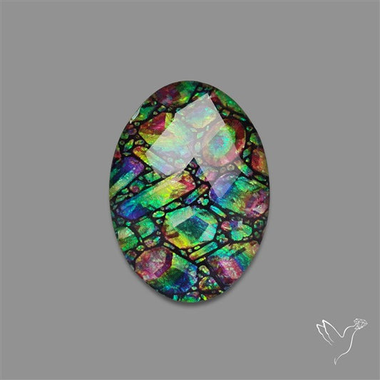 Dichroic Glass Doublet Checkerboard Cut