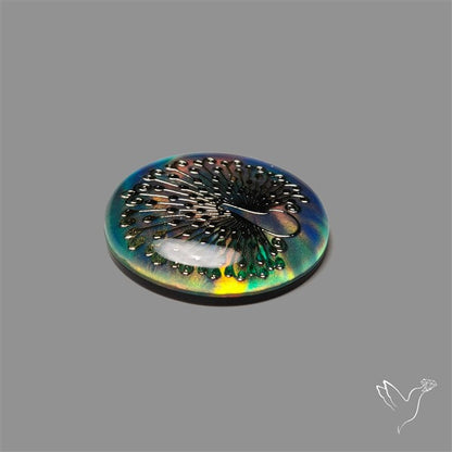 Gilded Peacock inlay in Aurora Opal