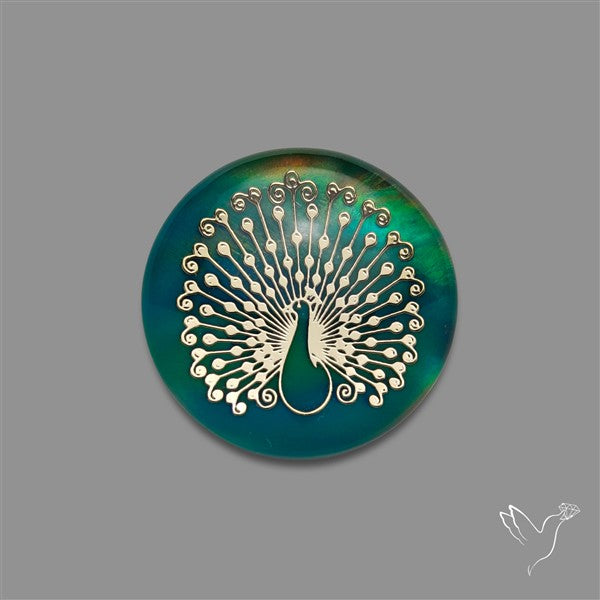 Gilded Peacock inlay in Aurora Opal