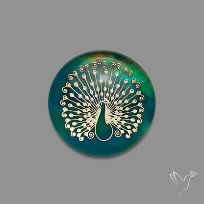 Gilded Peacock inlay in Aurora Opal
