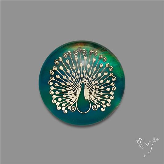 Gilded Peacock inlay in Aurora Opal