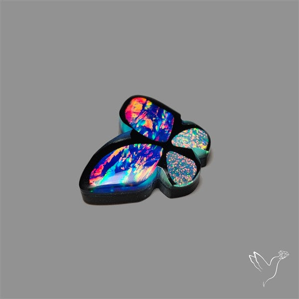 Aurora Opal Inlay Black Onyx Butterfly Carving