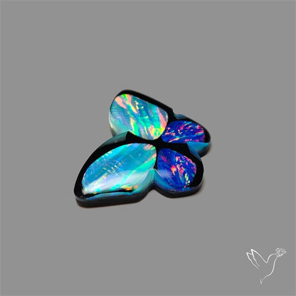 Aurora Opal Inlay Black Onyx Butterfly Carving