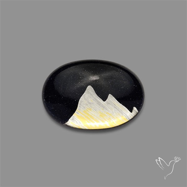 Mother Of Pearl Mountain Inlay Black Onyx Doublet