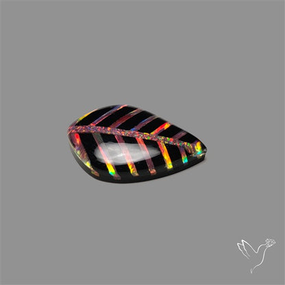 Aurora Opal Inlay Black Onyx Leaf Doublet