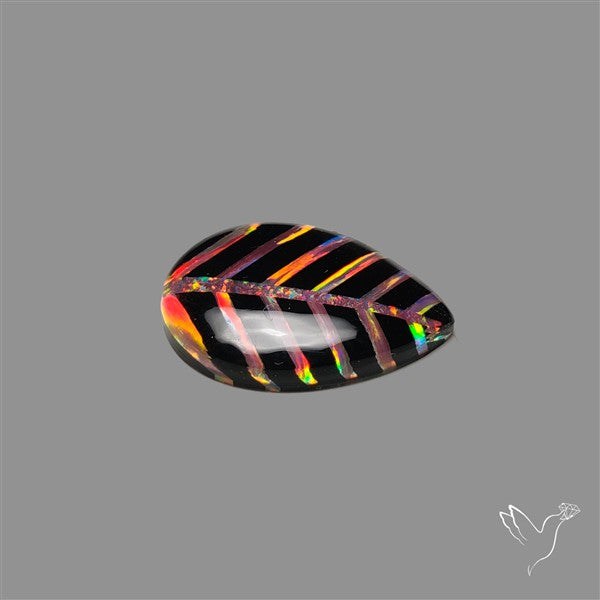 Aurora Opal Inlay Black Onyx Leaf Doublet
