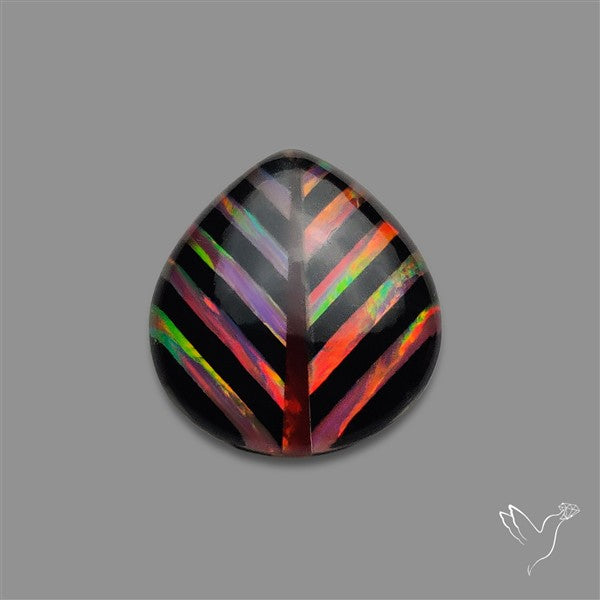 Aurora Opal Inlay Black Onyx Leaf Doublet